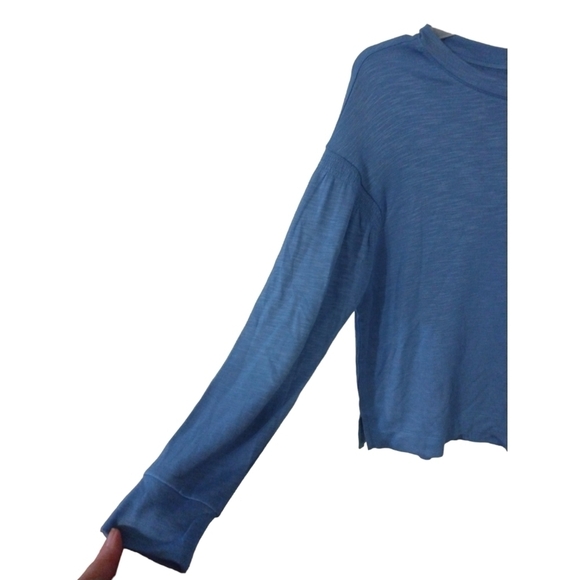 Loft Periwinkle Drop Shoulder Long Sleeved Gathered Design HiLo Waisted Hem S - Picture 2 of 9